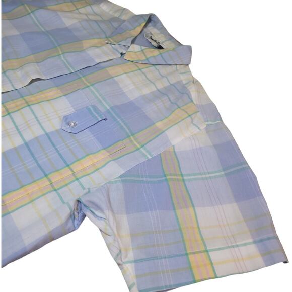 VTG Diane von Furstenberg Women’s M Blue Plaid Button-Up Shirt Blouse EUC - Picture 3 of 10